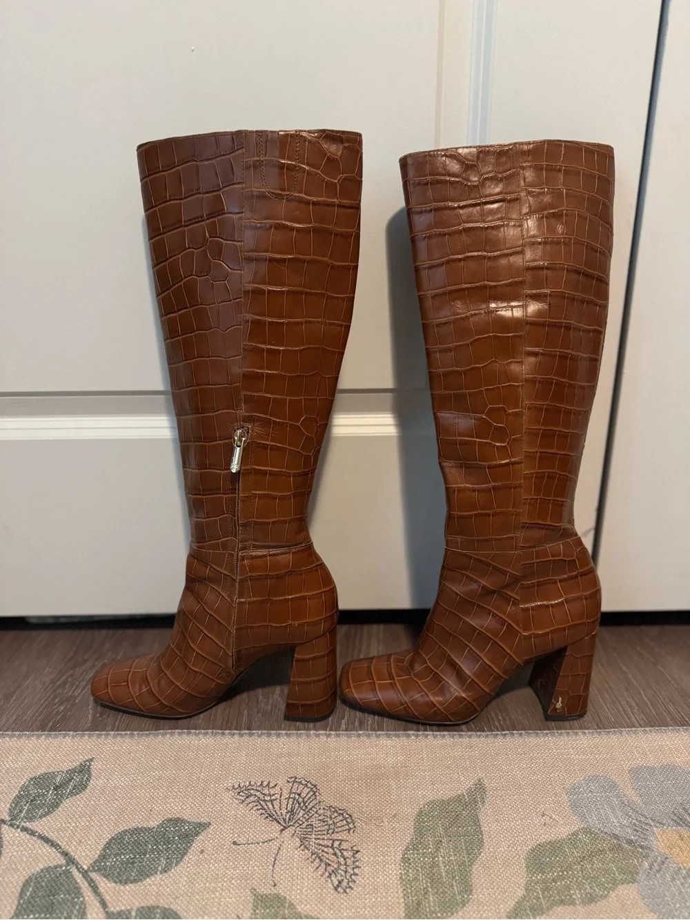 Sam Edelman Clarem Knee High Boot in Tawny Brown Croc sz 7.5